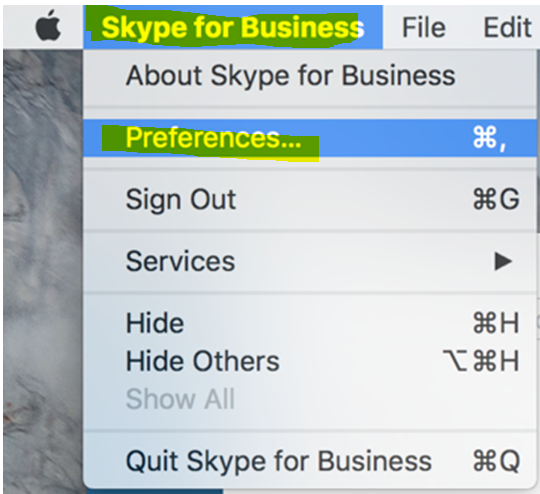 get to audio options on skype for mac